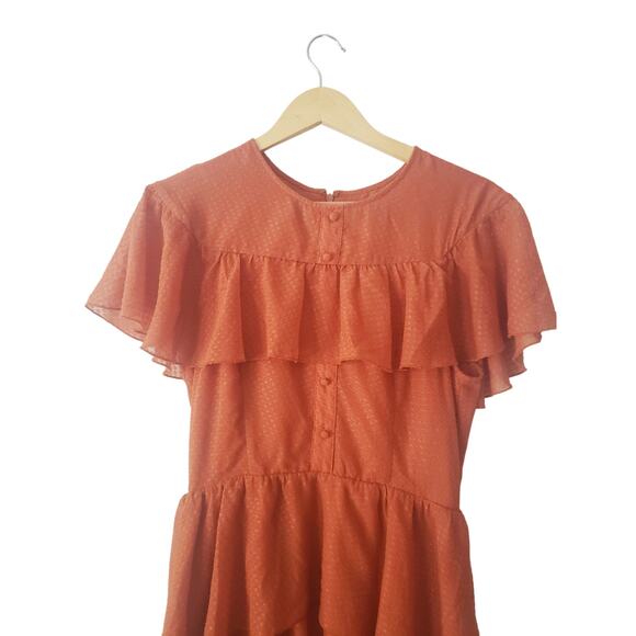 House of Harlow x Revolve Clint Orange Ruffle Dress Size Medium - Picture 2 of 7